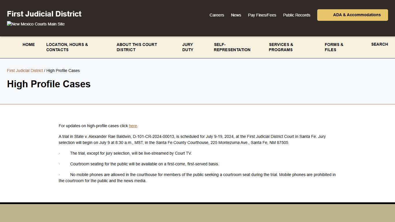 High Profile Cases - First Judicial District