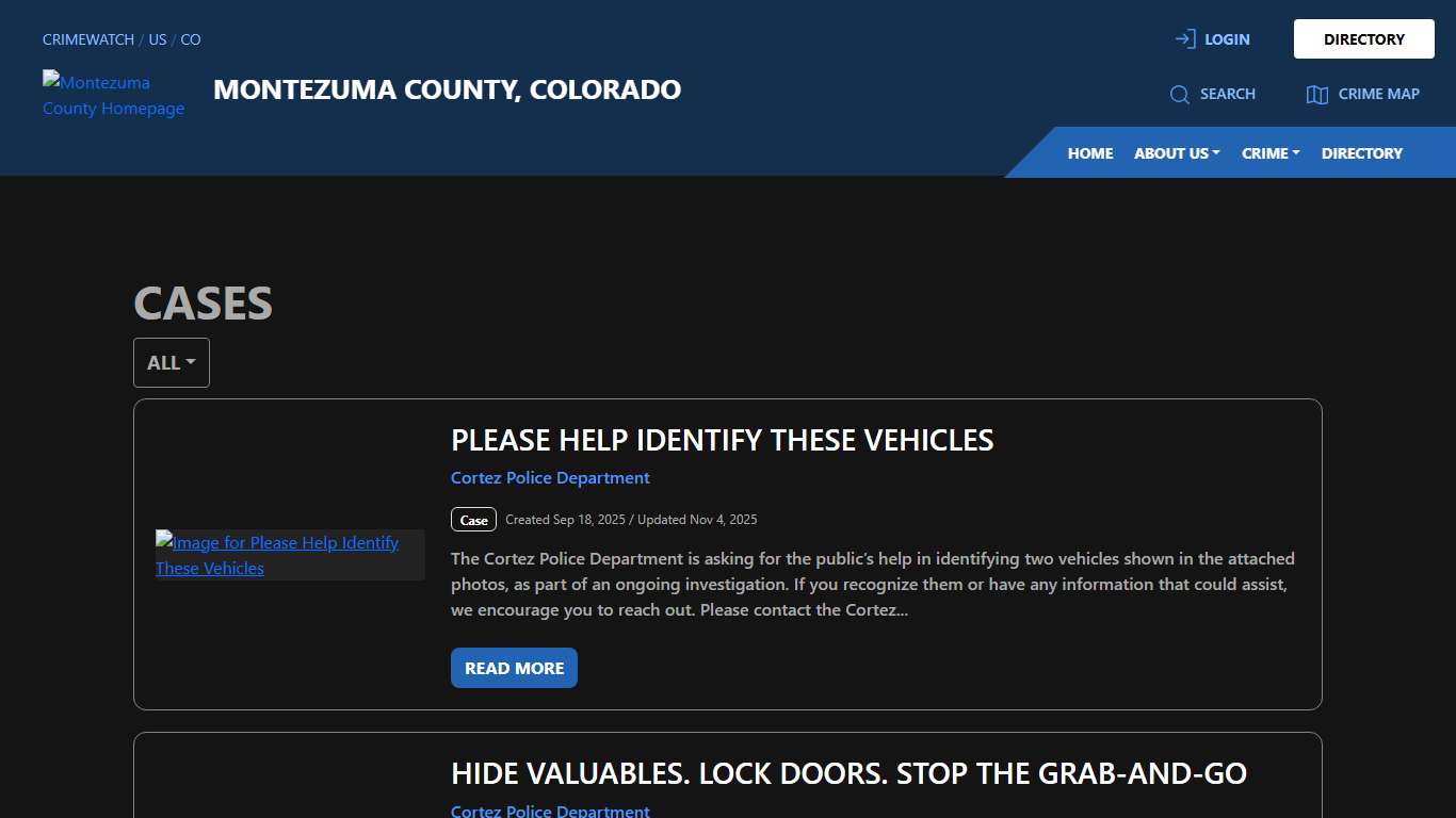 Cases for Montezuma County, Colorado CRIMEWATCH