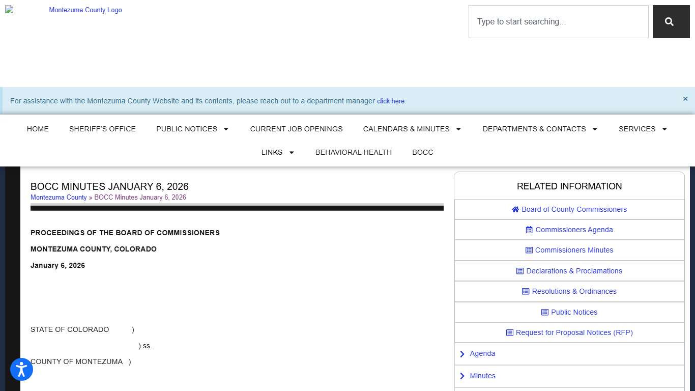 BOCC Minutes January 6, 2026 <